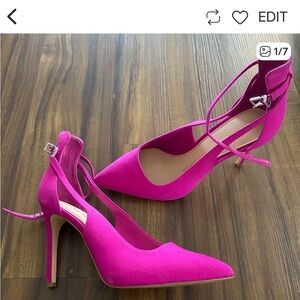 Gianni Bini Fuchsia Pointed-Toe Ankle-Strap Pumps